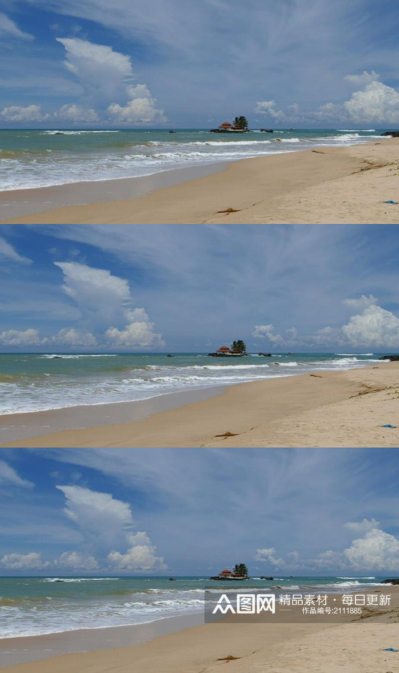蓝天白云下的大海海滩美景实拍素材素材