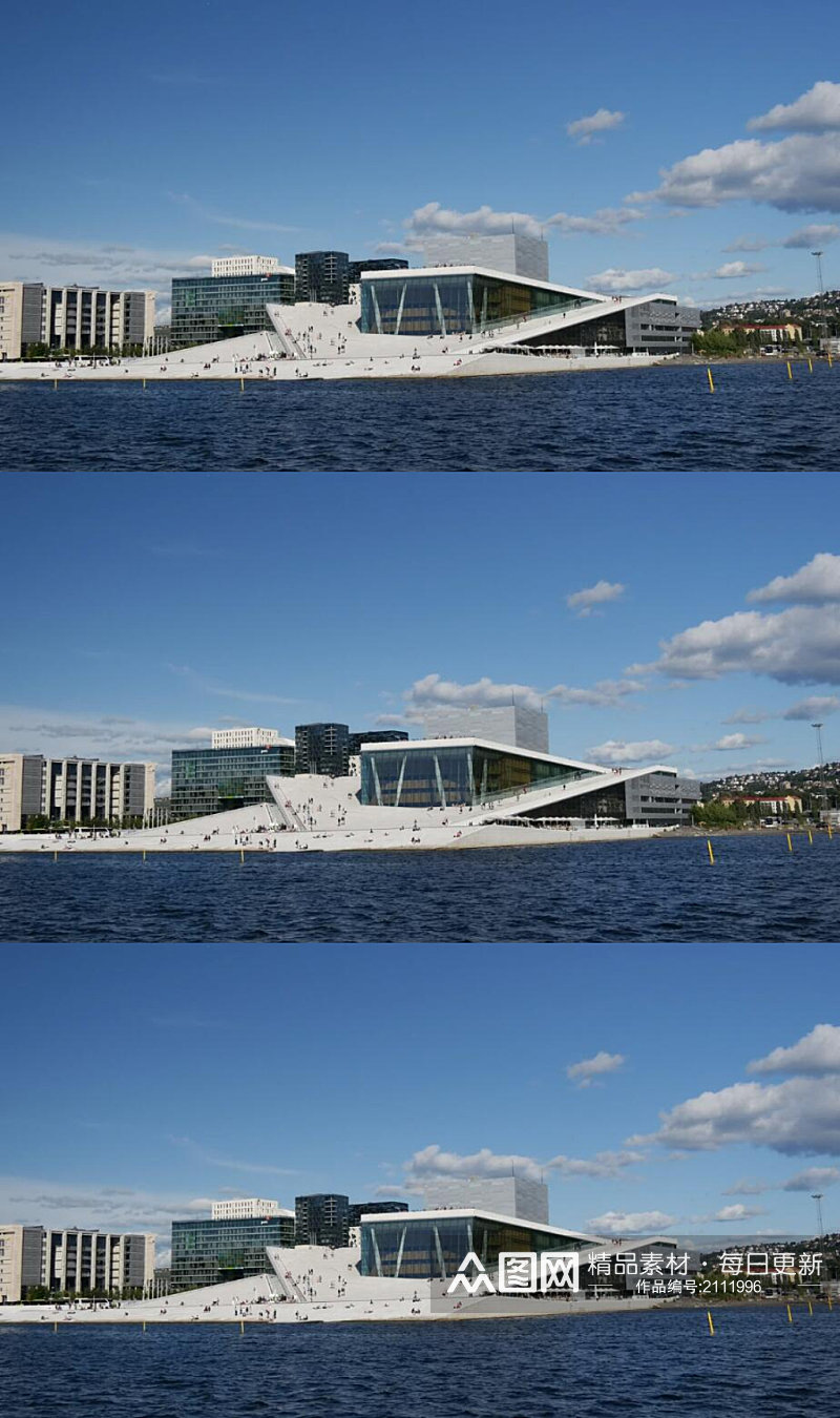 蓝天白云下的欧洲歌剧院建筑风格实拍视频素材