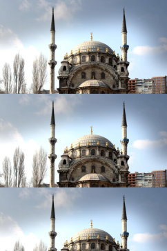 延时摄影蓝天白云下的古老清真寺实拍视频