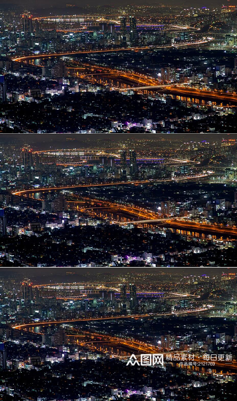 延时摄影夜晚灯火通明城市夜景动态实拍视频素材