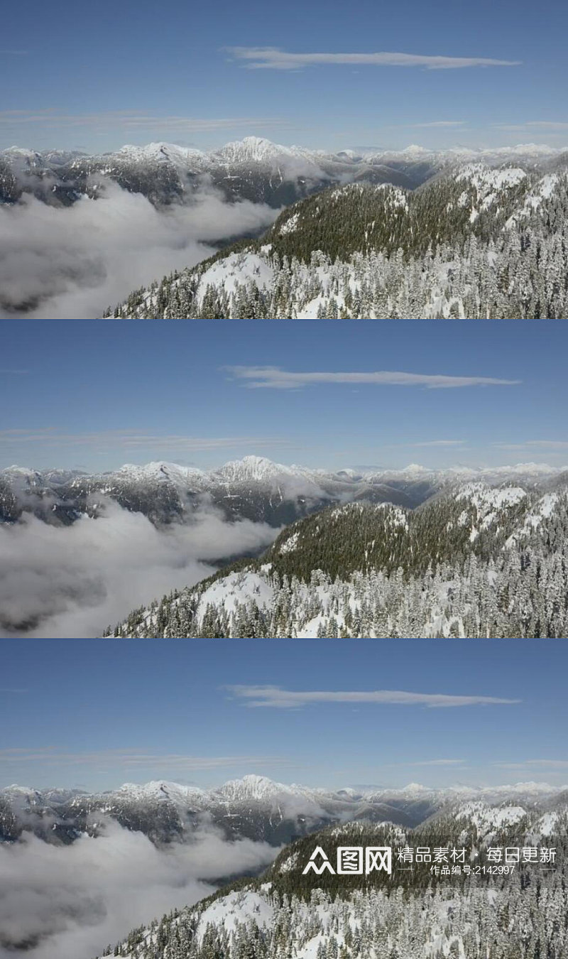 航拍蓝天白云下的雪山山脉森林实拍视频素材