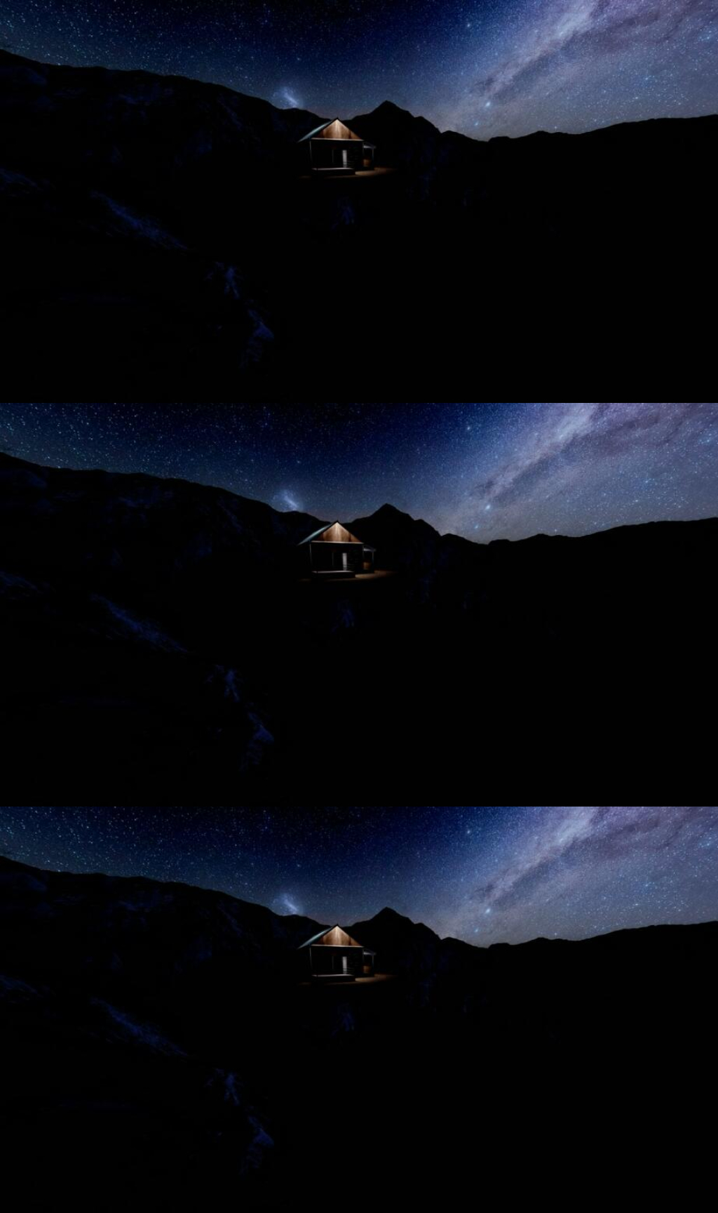 银河星空下山顶上的小木屋素材素材