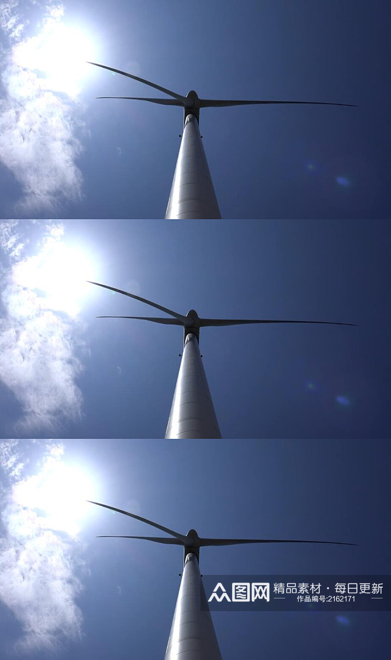 太阳照射下的的风力涡轮机实拍素材素材
