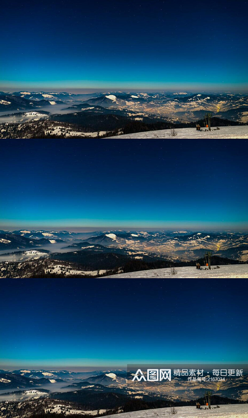 延时摄影冬季晴空下的山脉美景视频素材