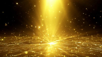 三维动画舞动的金色粒子线舞台背景视频-众图网