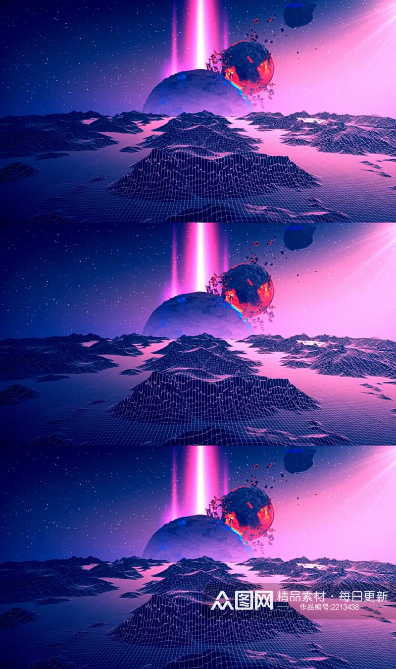 三维动画紫色赛博朋克空间视频素材
