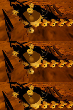 3D动画火星表面的空间站天线视频