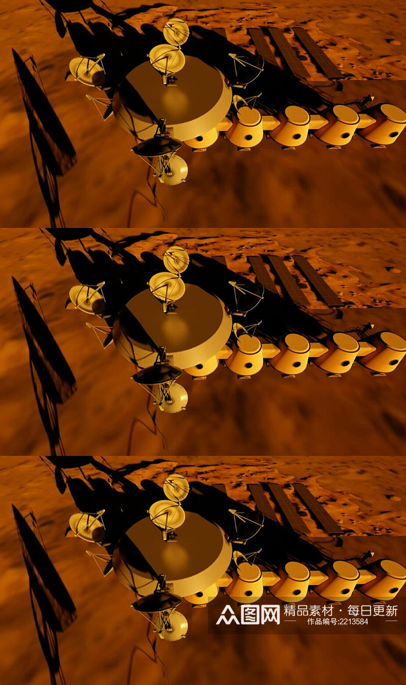 3D动画火星表面的空间站天线视频素材