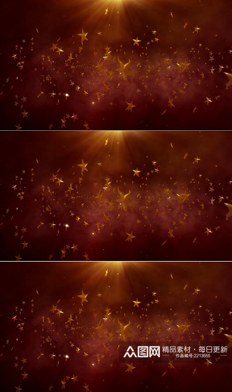 3D动画漂浮在太空中的金色星星视频素材