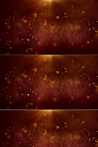 3D动画漂浮在太空中的金色星星视频