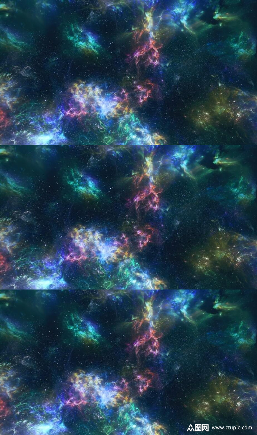 三维动画宇宙太空中彩色星云舞台视频