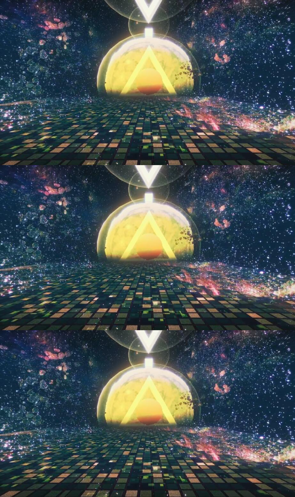 三維動畫太空復(fù)古賽博朋克世界舞臺背景視頻素材