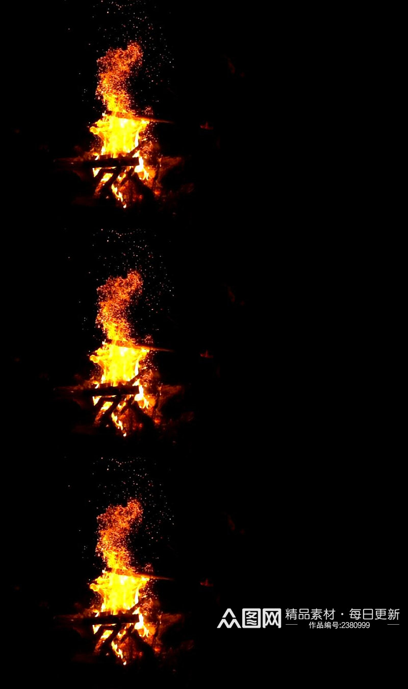 黑夜中的篝火火焰实拍视频素材