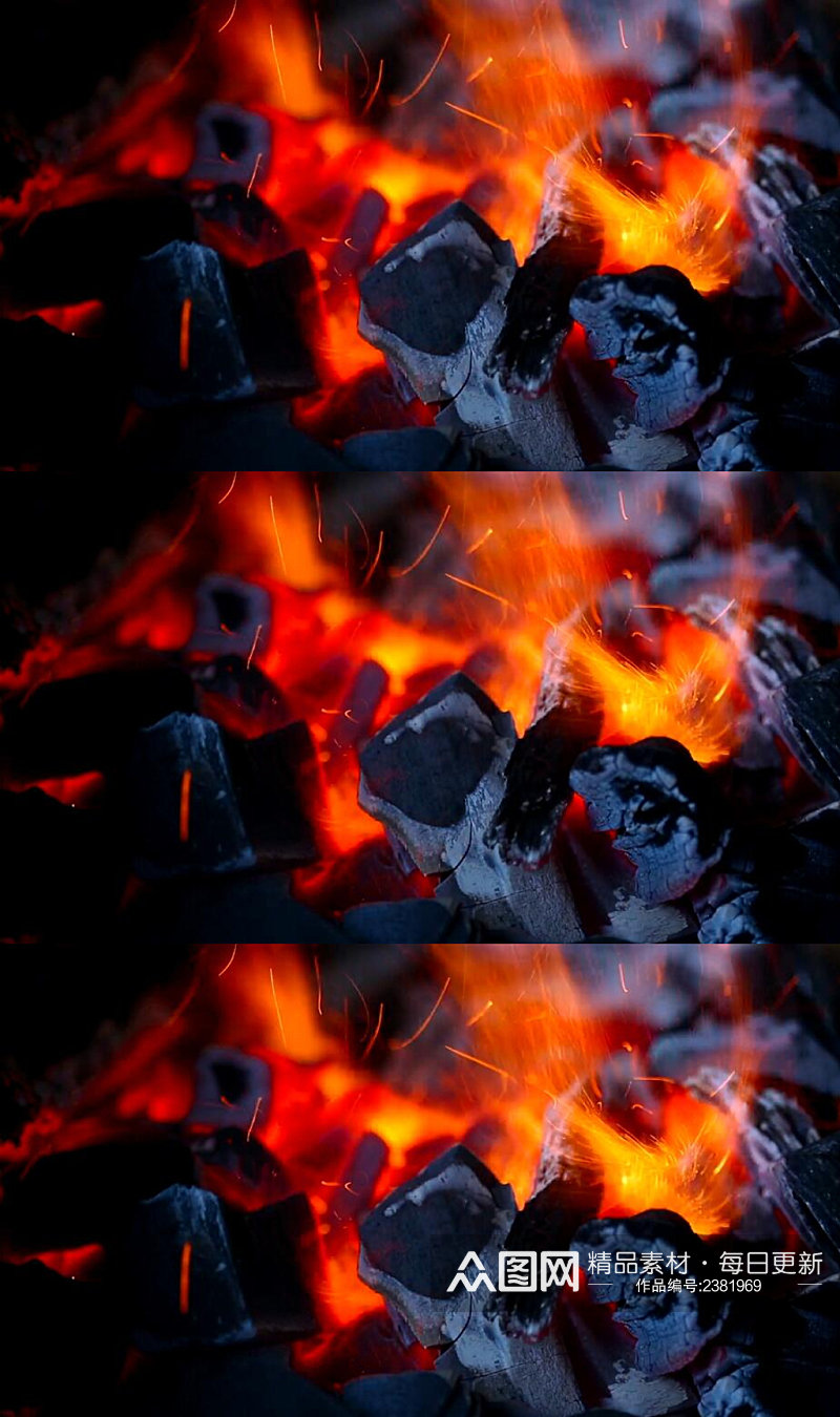 篝火中的火焰和木炭实拍视频素材