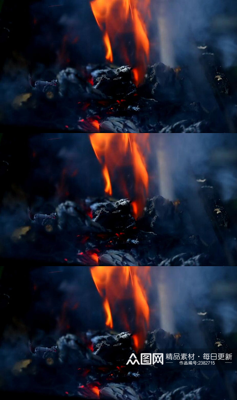 煤炭燃烧的火焰实拍视频素材
