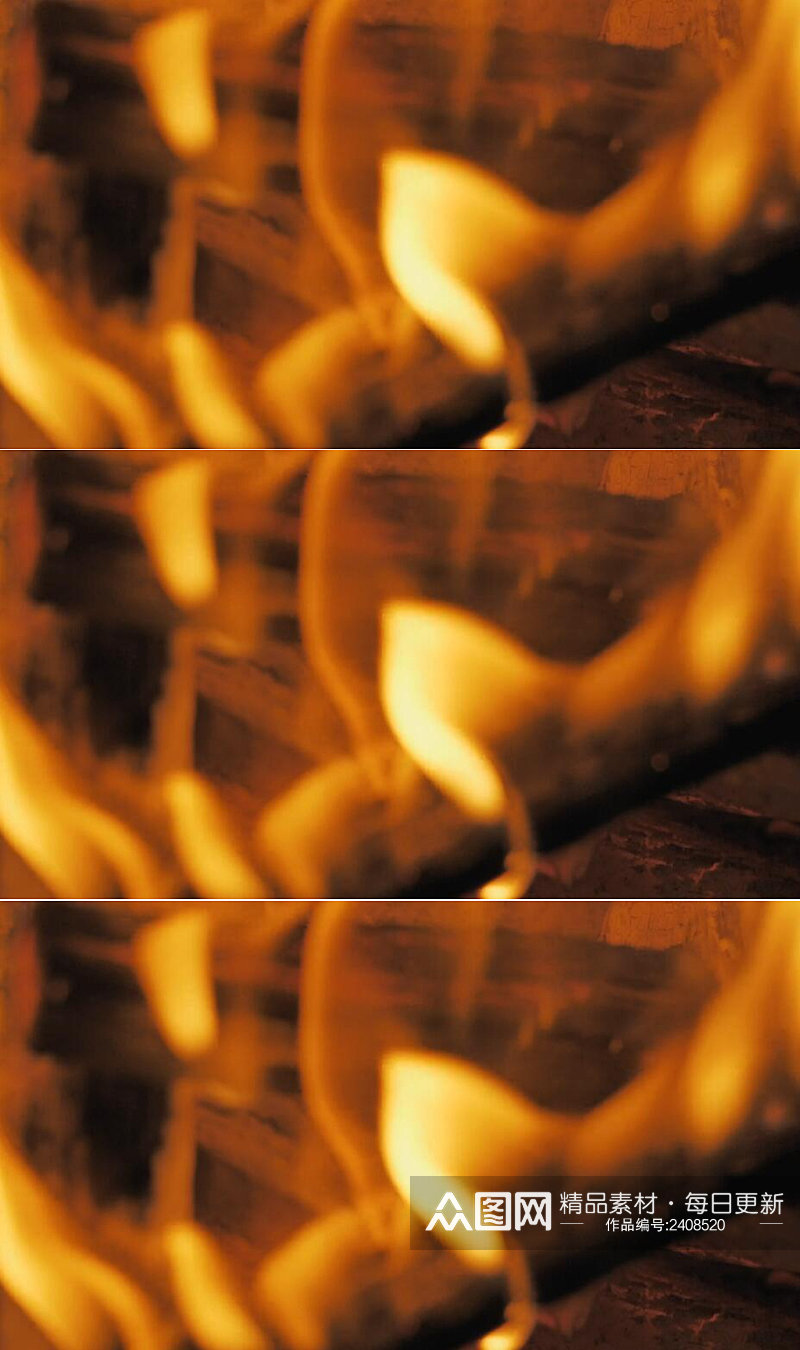 木头慢慢燃烧的火焰实拍视频素材