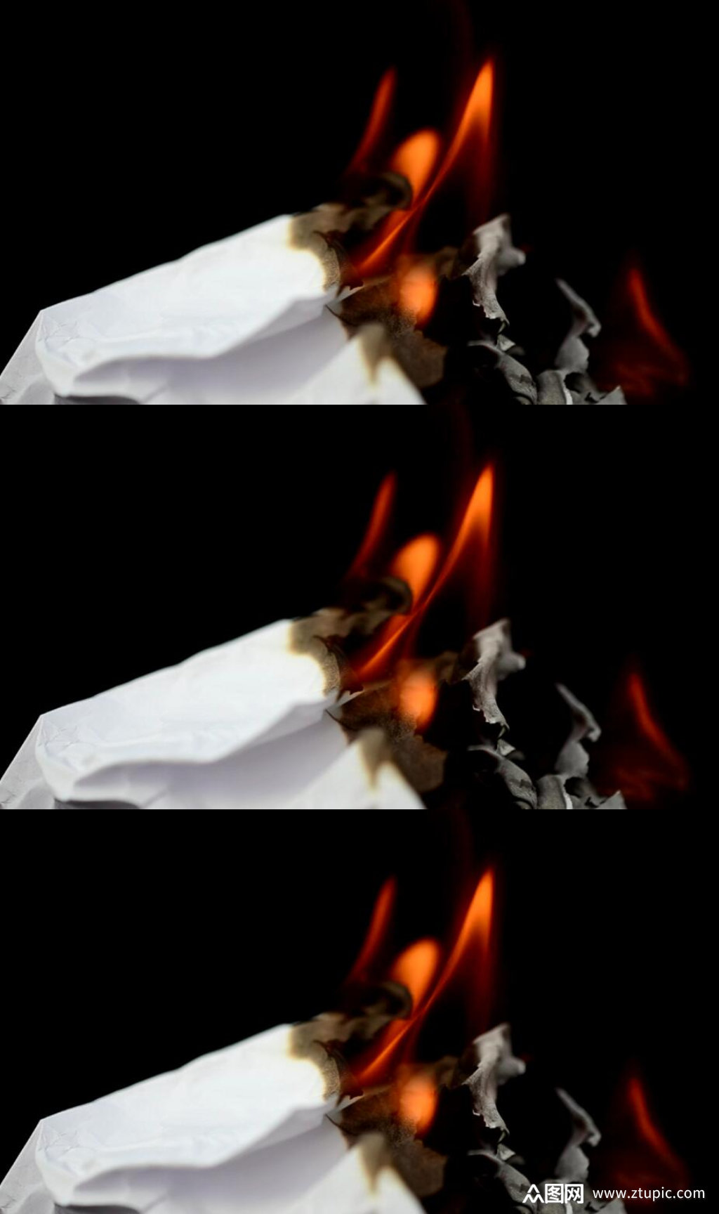 白纸燃烧的火焰实拍视频素材
