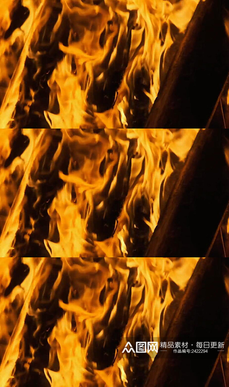 木头燃烧的火焰实拍视频素材