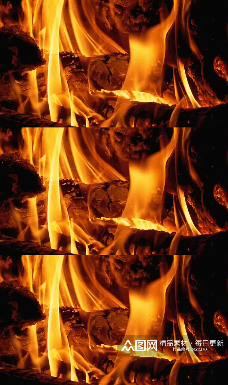 木柴燃烧的火焰实拍视频素材