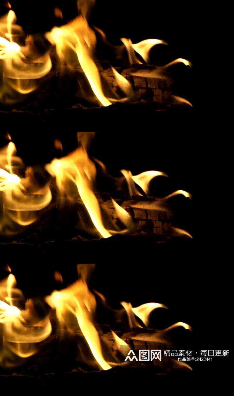 夜晚木头燃烧的火焰实拍视频素材