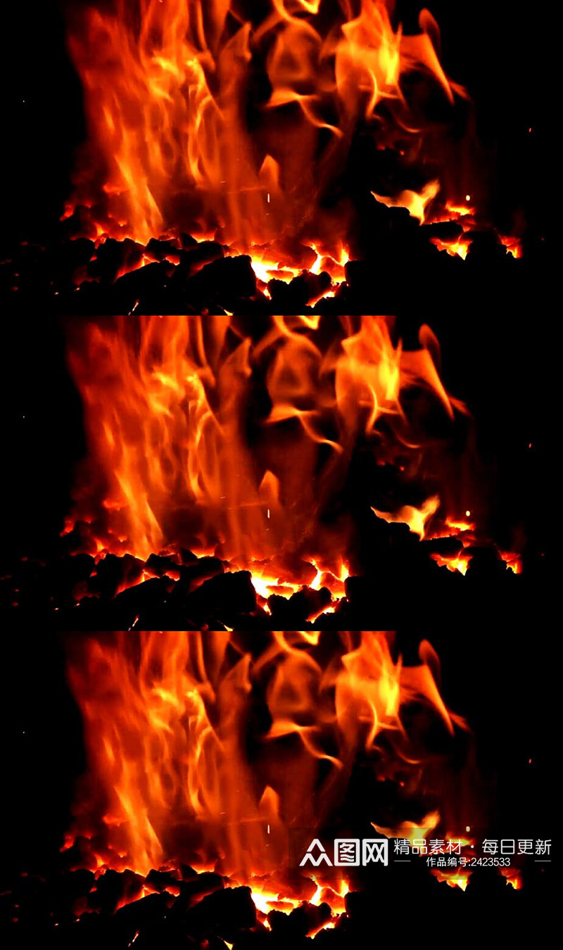 黑夜中燃烧的火焰实拍视频素材