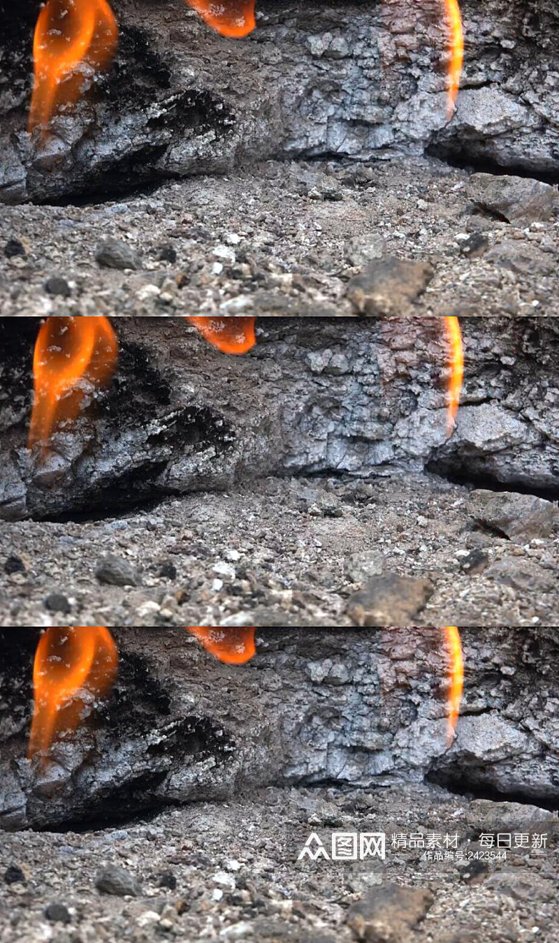 在岩石中燃烧的火焰实拍视频素材