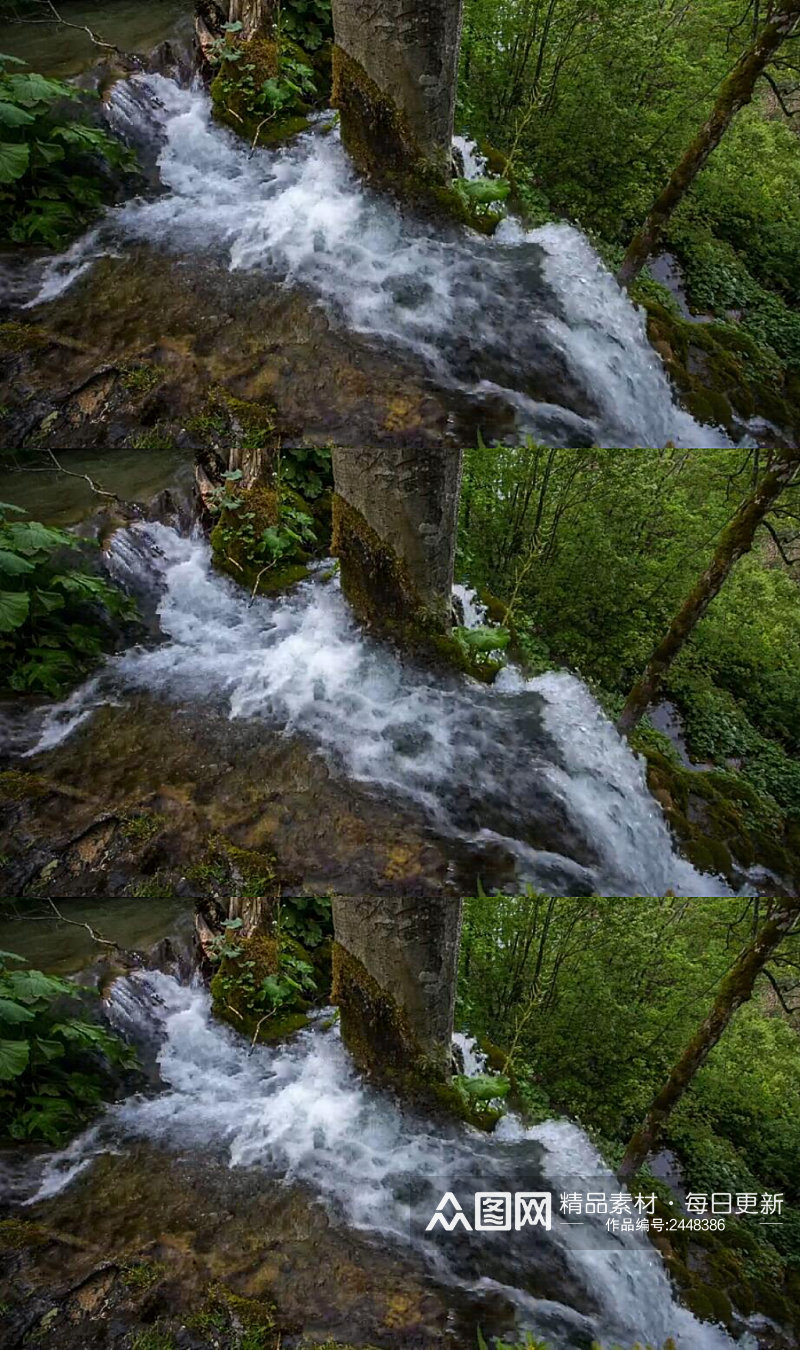 高角度拍摄森林中一条河流瀑布实拍视频素材