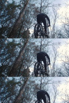 森林里骑自行车运动的人实拍视频