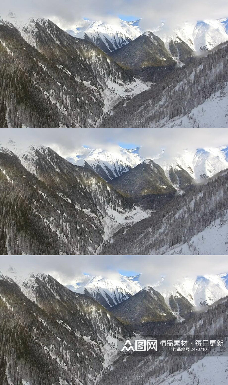航拍冬季雪山山脉森林实拍视频素材