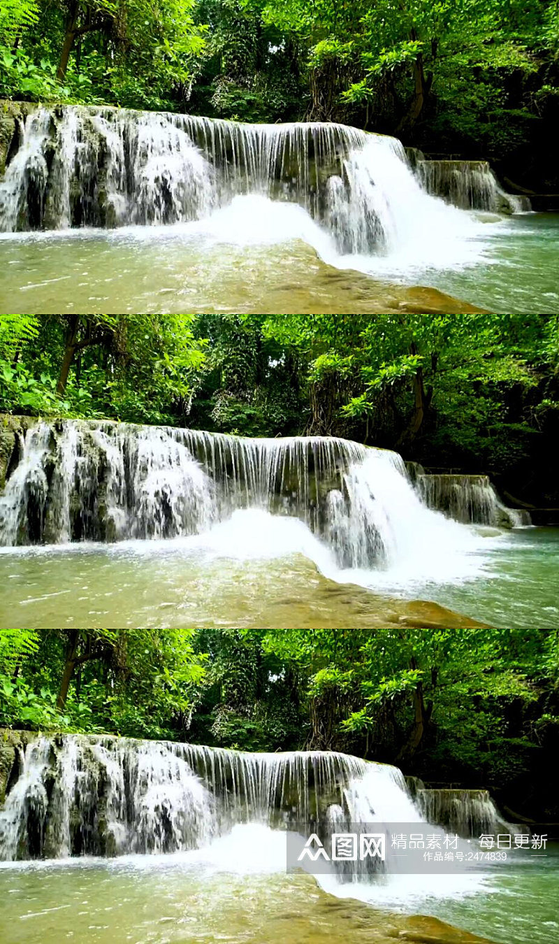 夏天森林里的瀑布美景实拍 风景视频素材