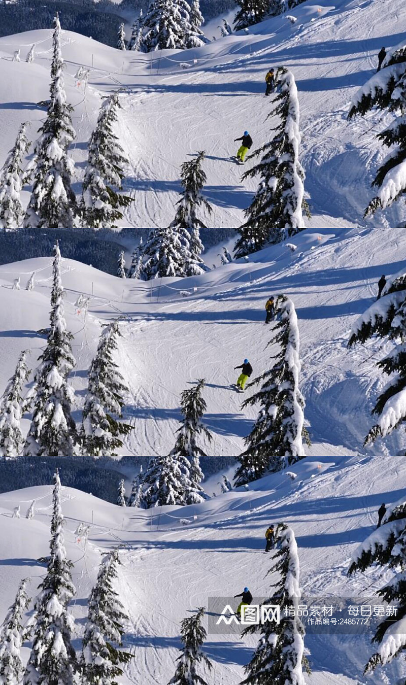 冬季雪山上的滑雪爱好者 实拍视频 风景视频素材