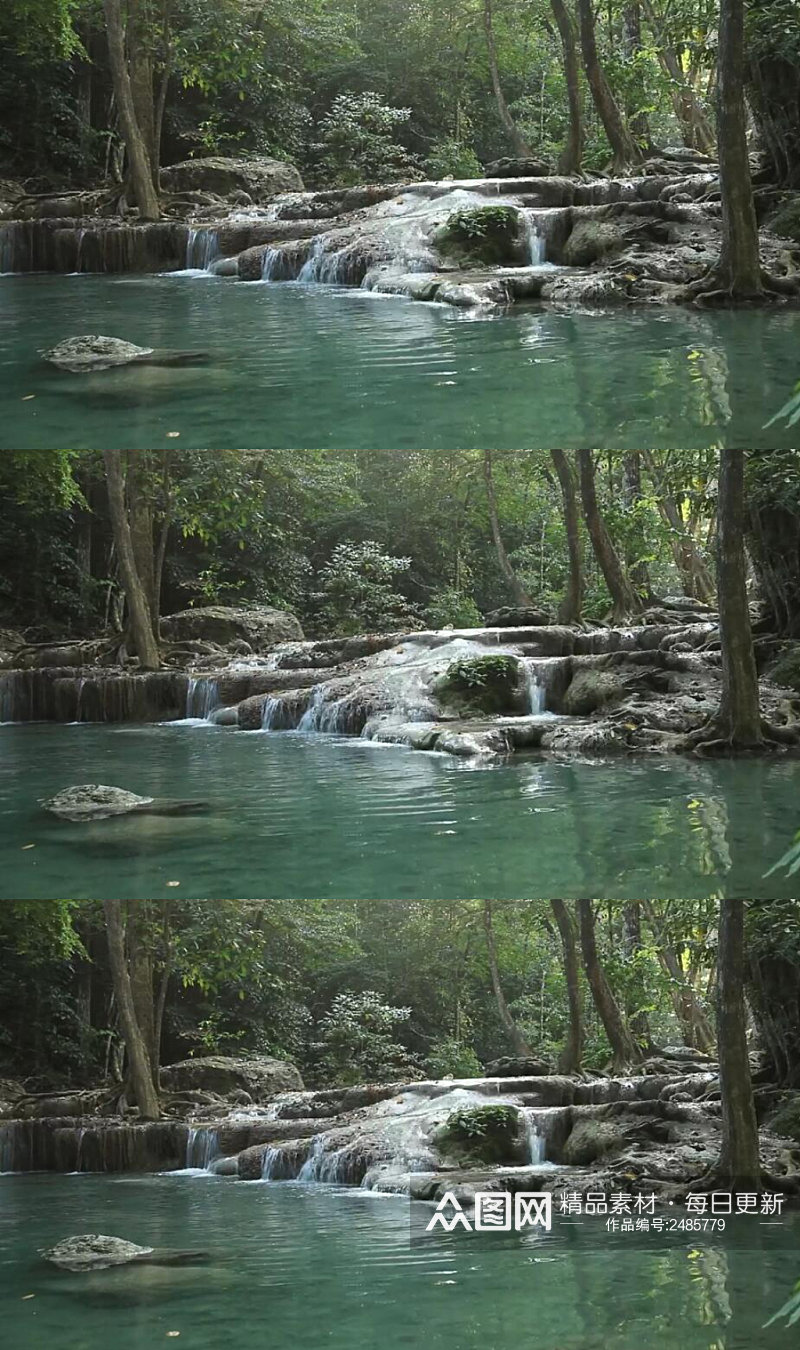 森林溪流中的瀑布实拍视频素材