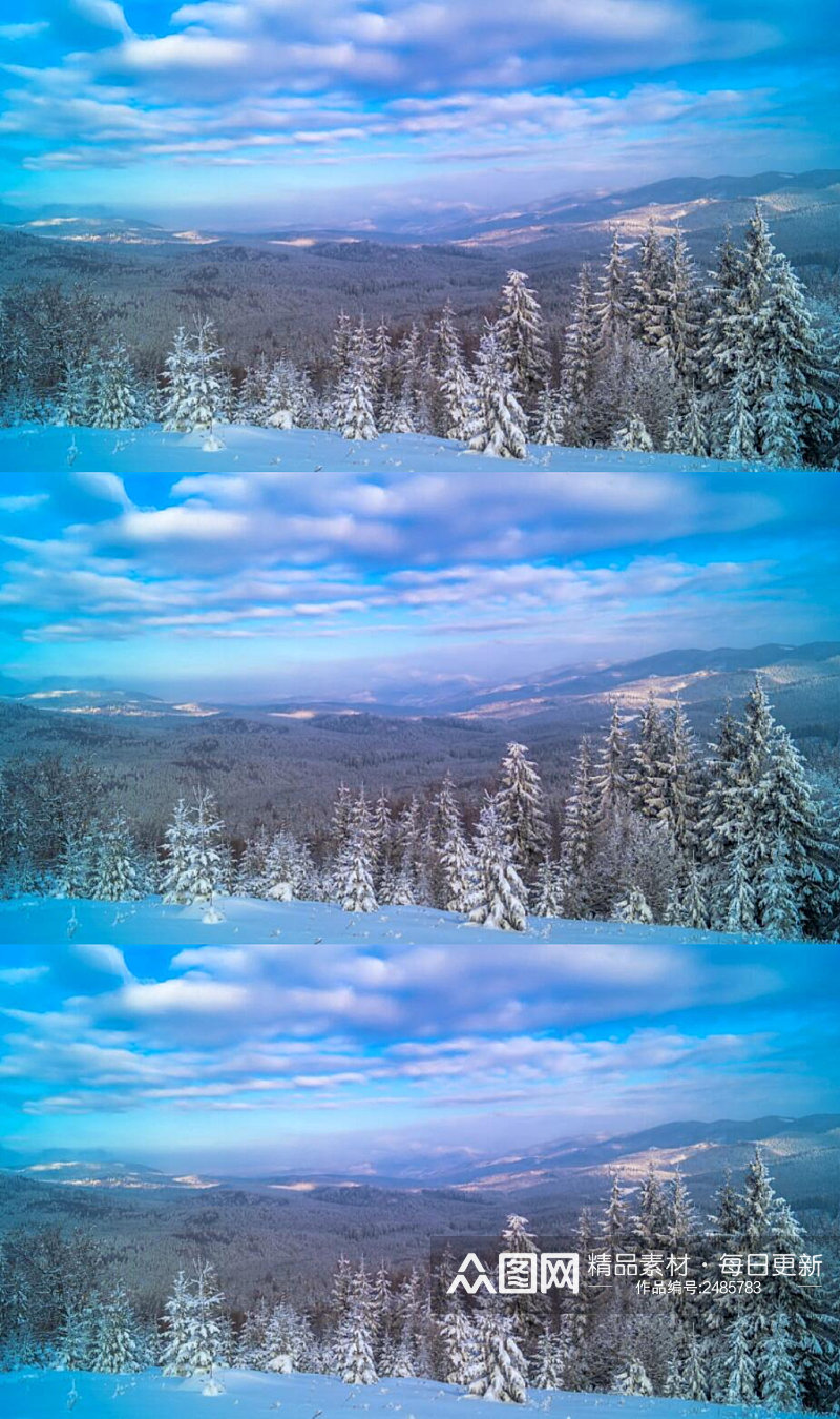 冬季雪山森林自然美景实拍素材