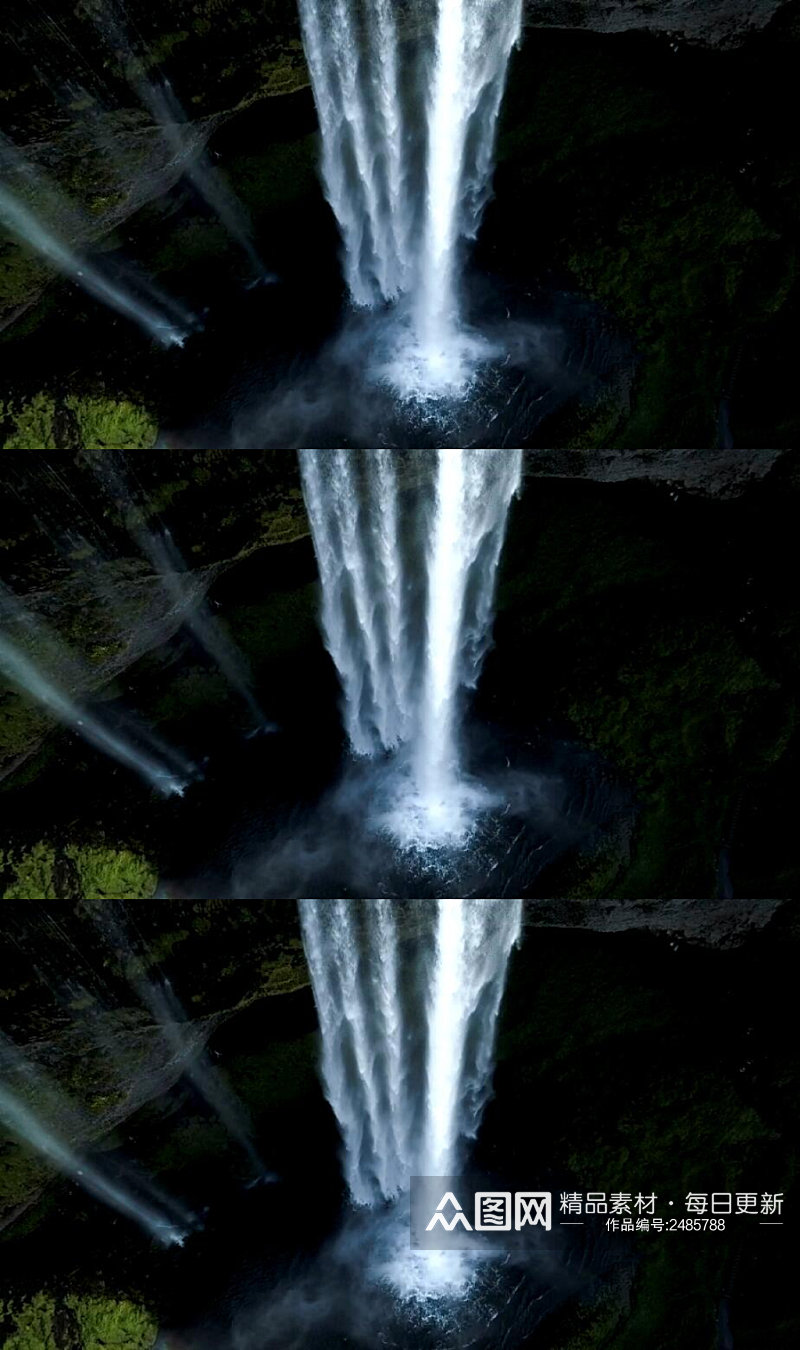高空摄影山脉森林中的瀑布实拍视频素材