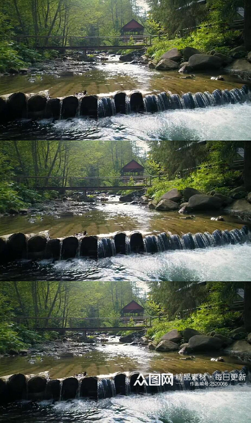 森林中的河流瀑布美景实拍视频素材