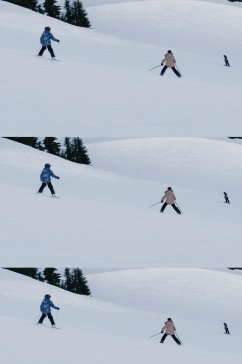 人们在雪地上滑雪实拍视频
