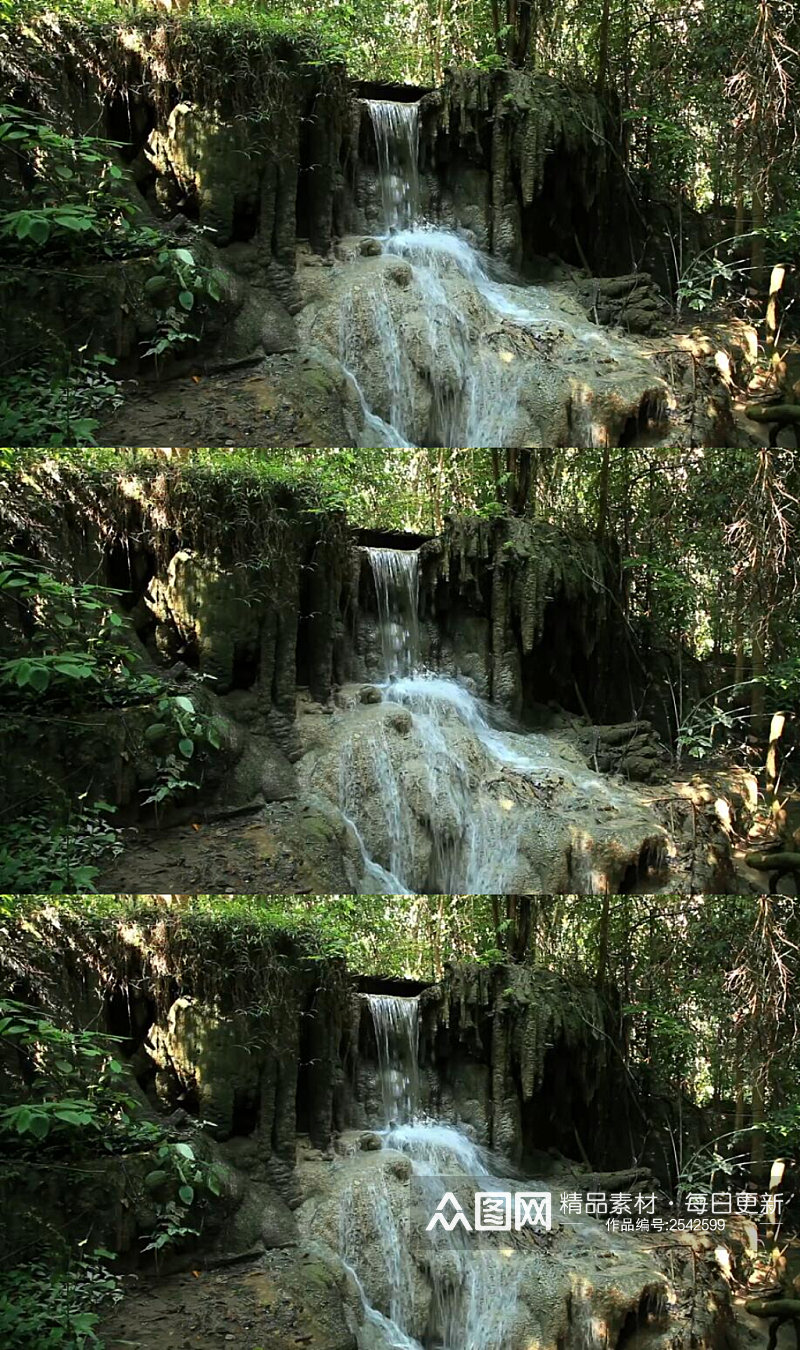 丛林中的瀑布实拍视频素材