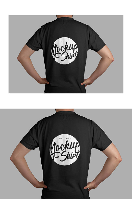黑色t恤后视图样机