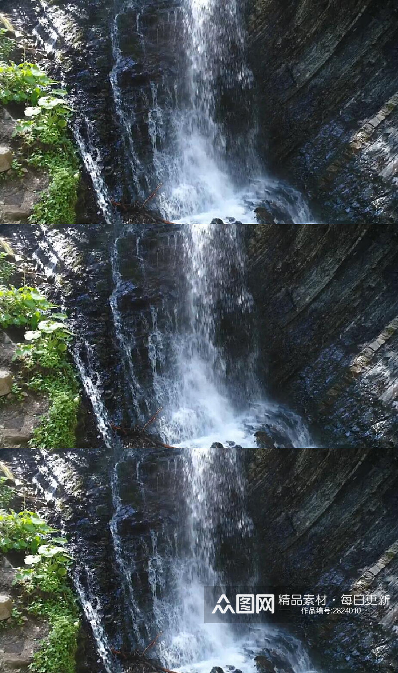 航拍高山岩石瀑布美景 实拍 风景视频素材