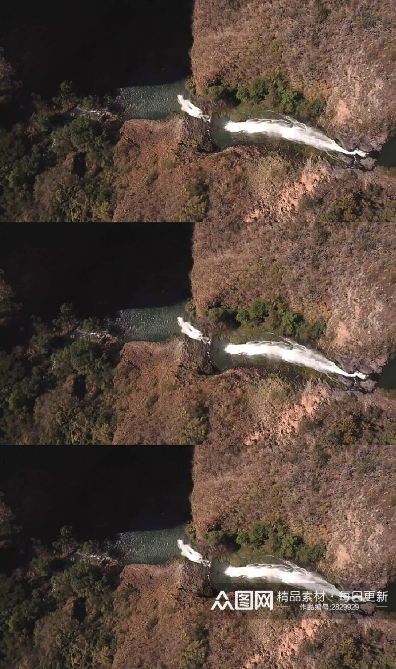 鸟瞰红色岩石森林瀑布实拍视频素材