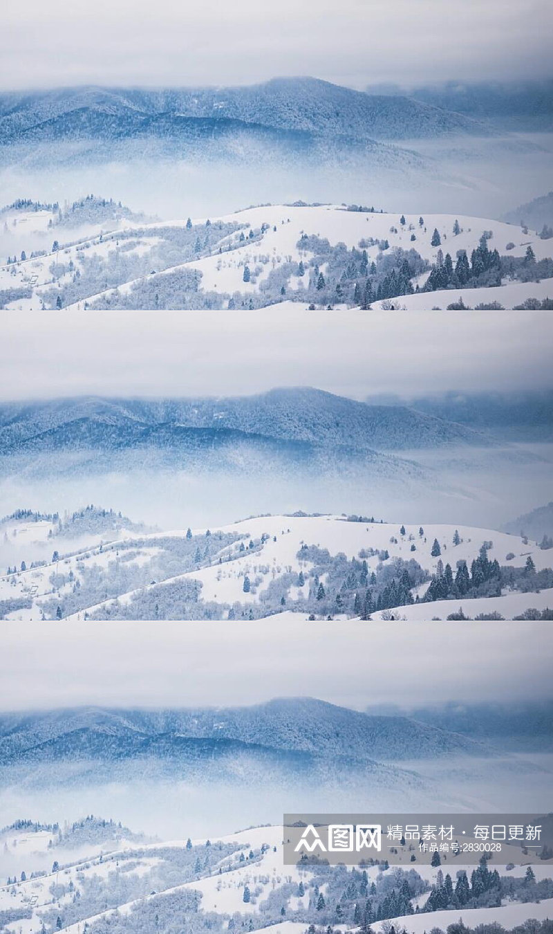 冬天雪山的风暴美景实拍视频素材