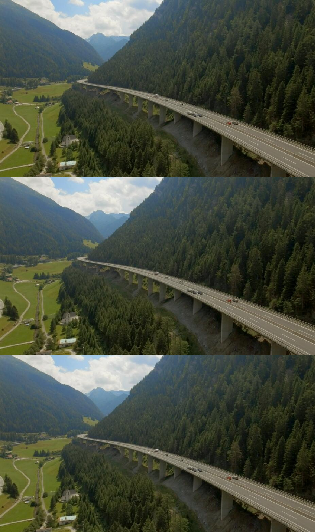 航拍山脈森林旁的沿山公路實(shí)拍視頻素材
