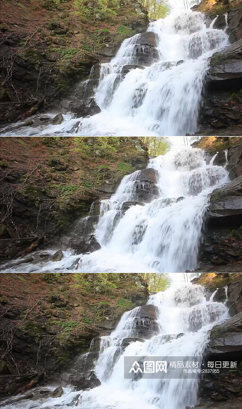 森林岩石上的瀑布实拍 风景视频素材