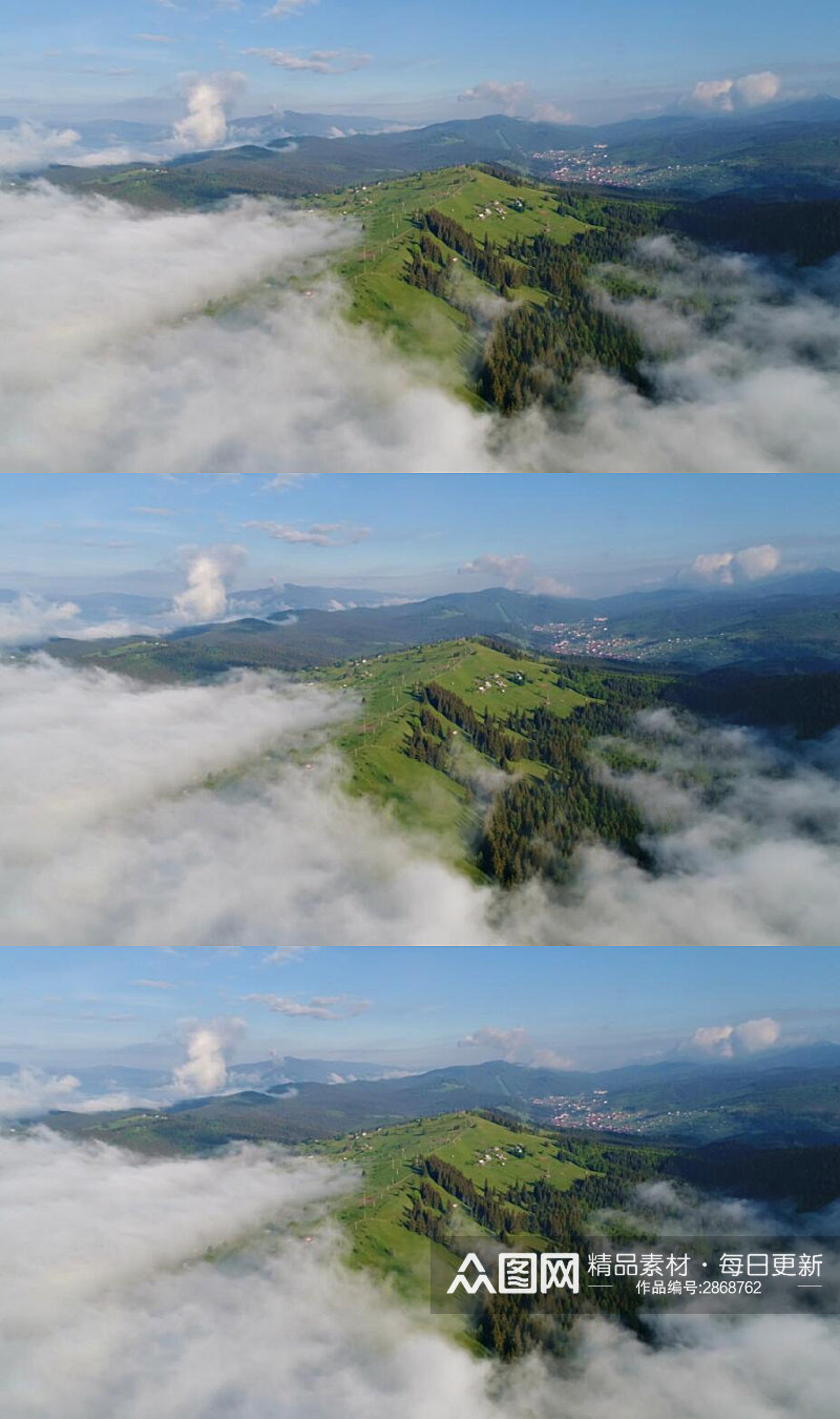 航拍云雾缭绕的森林美景实拍视频素材