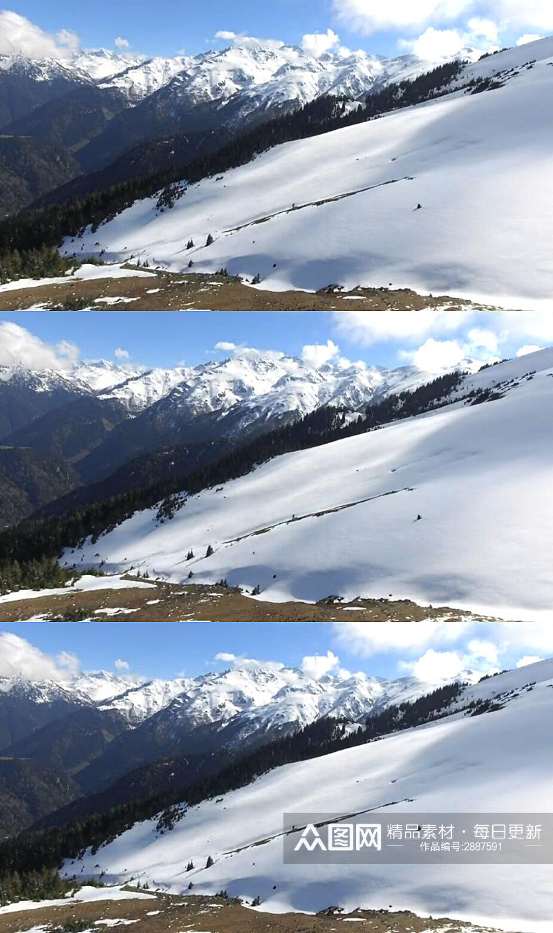 航拍雪山高原松林美景实拍视频 风景视频素材