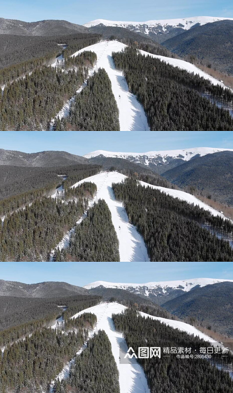 航拍冬天穿越雪山山脉美景实拍视频素材