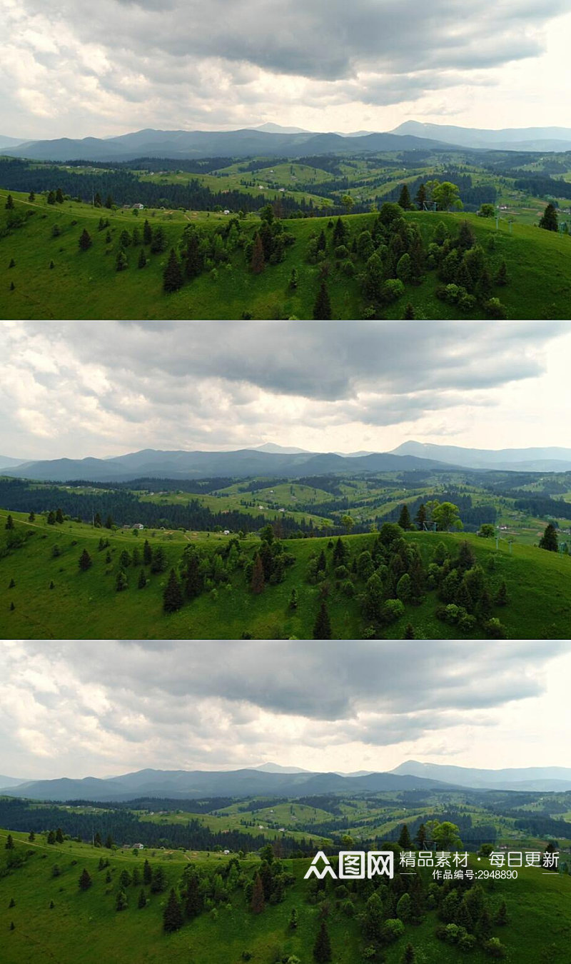 蓝天白云下的山脉青草美景实拍视频 风景视频素材