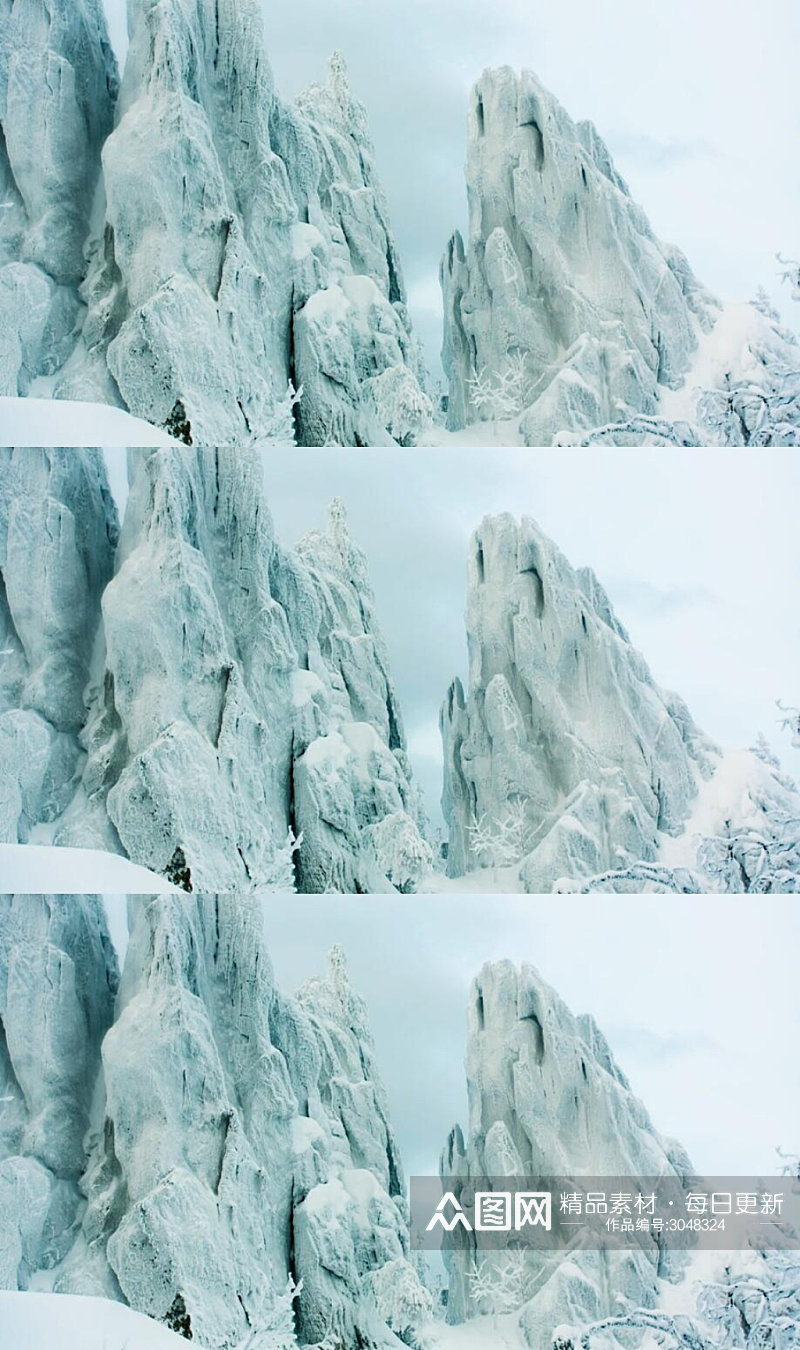 雪山深处的冰冻森林实拍视频素材