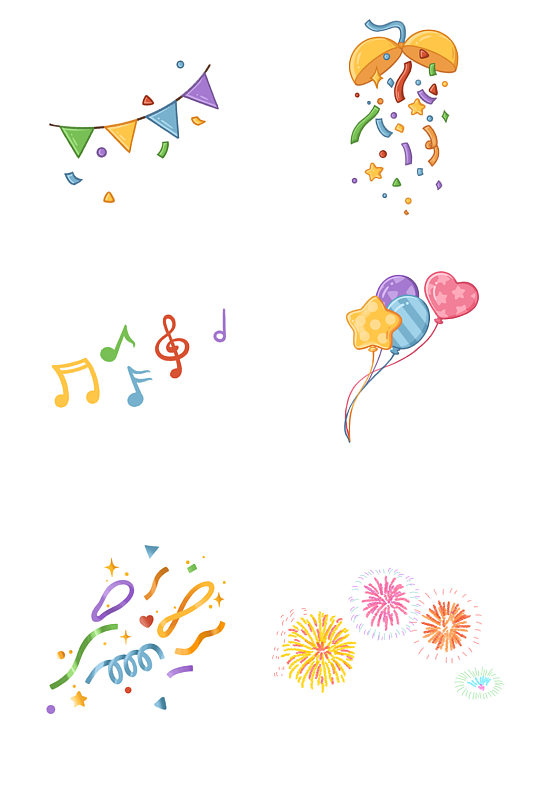 欢庆节日烟花卡通png免扣素材