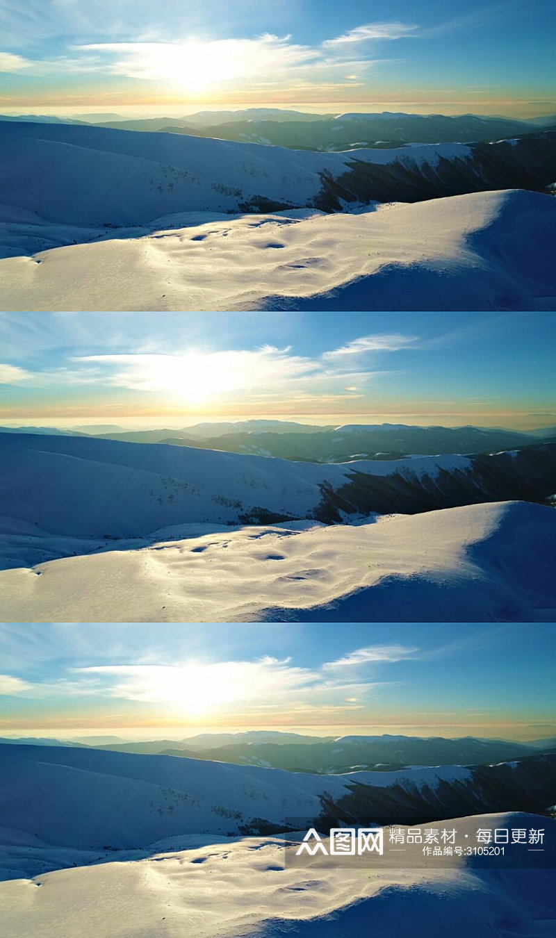 清晨太阳照耀的雪山山脉实拍视频素材